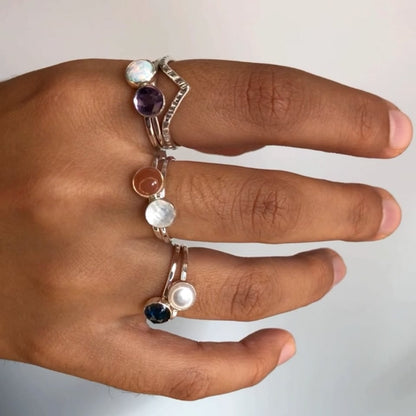 Opal Stacking Ring - Sterling Silver