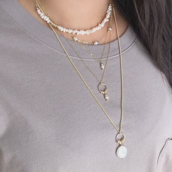 strut jewelry comfort pearl + gold bead trio necklace set
