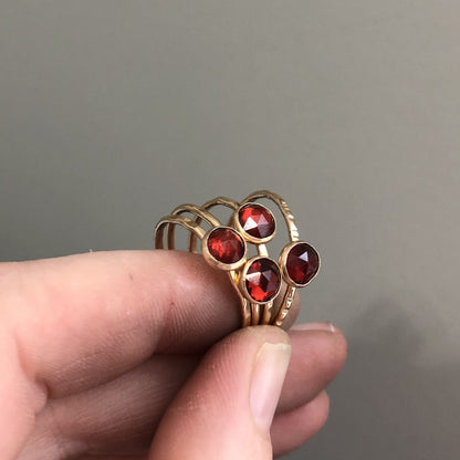 strut jewelry garnet stacking ring 14k gold fill