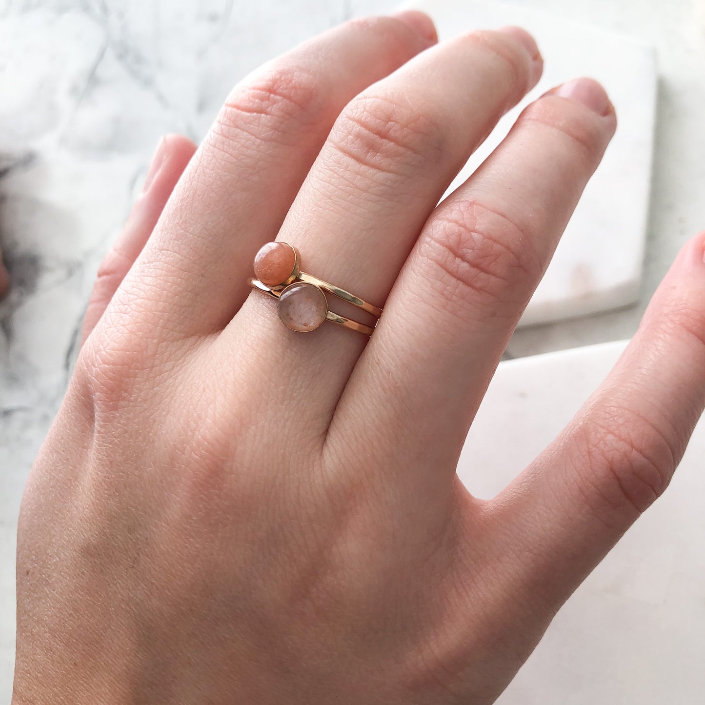 Peach Moonstone Stacking Ring - 14k gold-fill