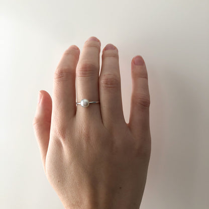 CLEARANCE / Pearl Stacking Ring - Sterling Silver