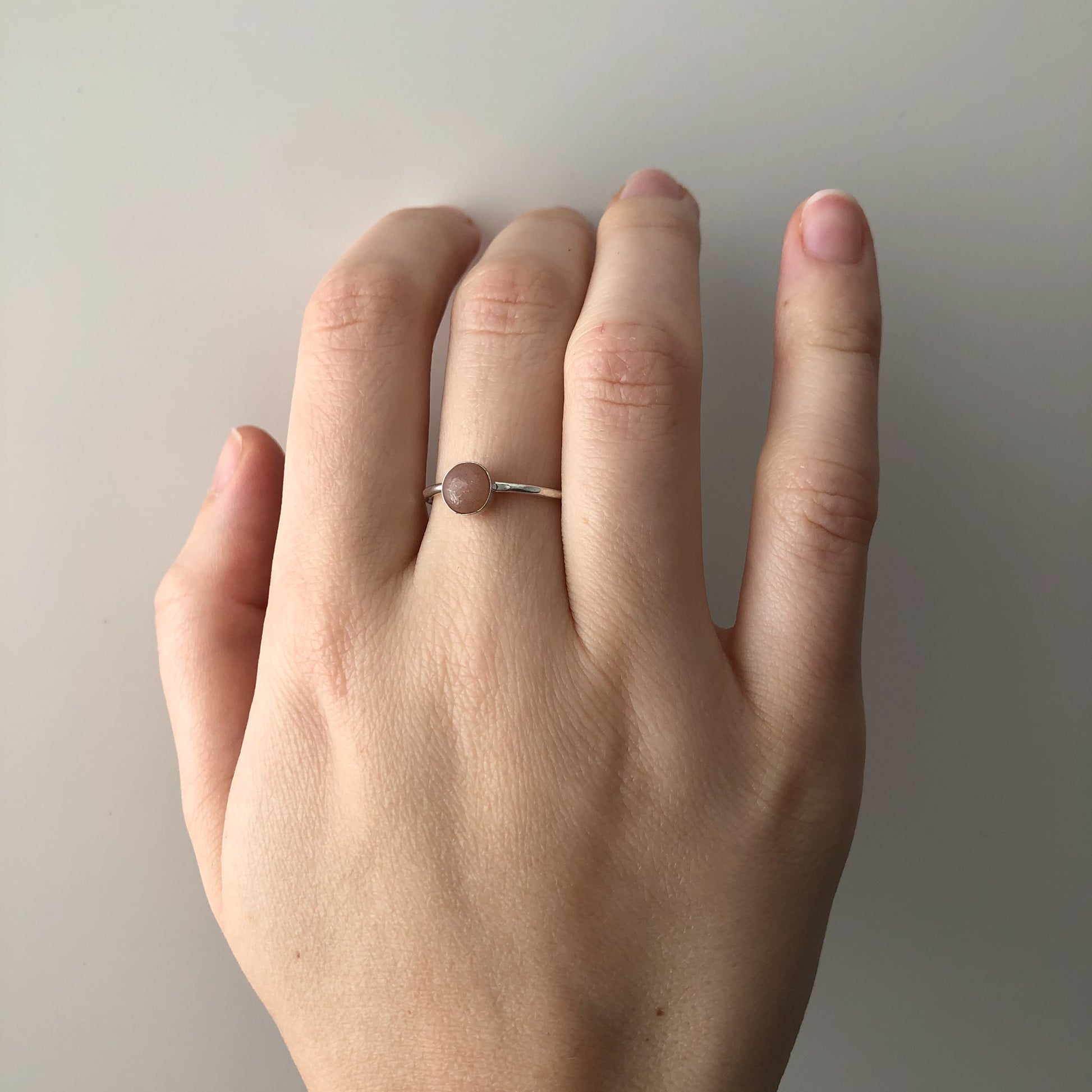 strut jewelry peach moonstone stacking ring sterling silver 