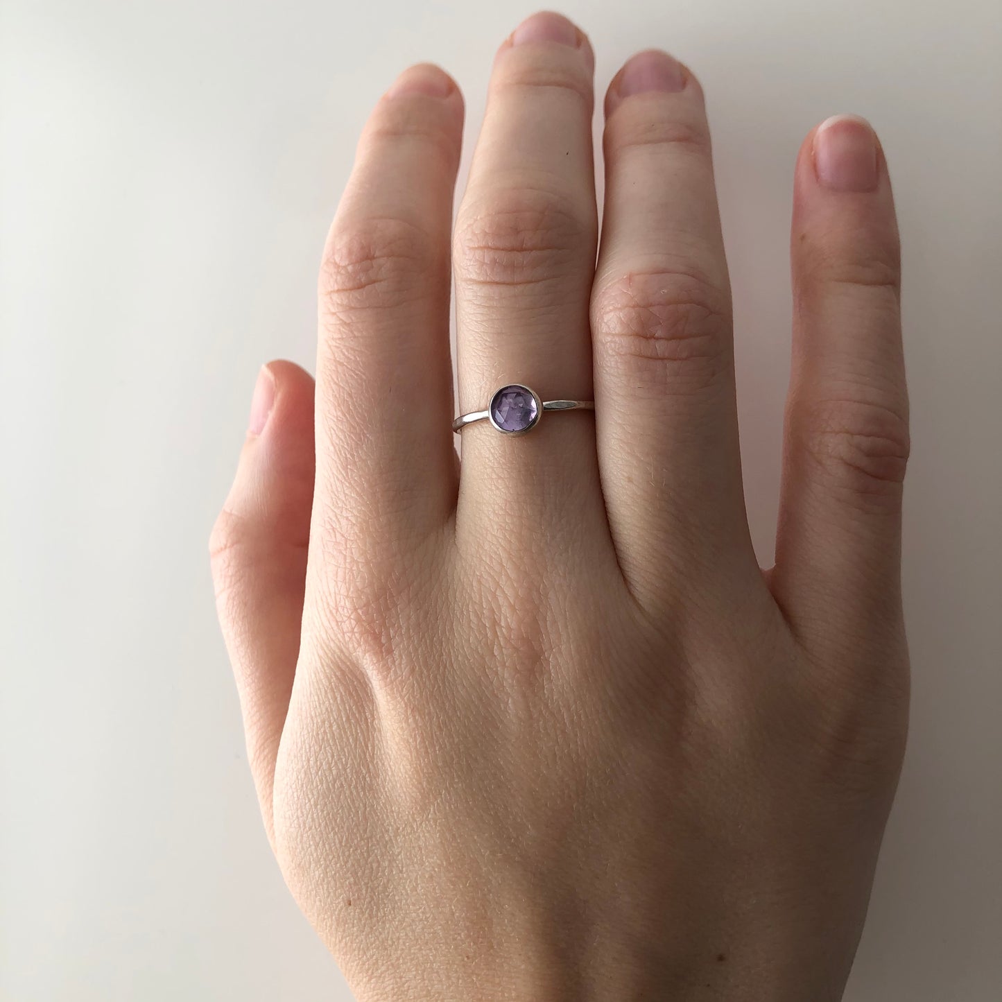 Amethyst Stacking Ring - Sterling Silver
