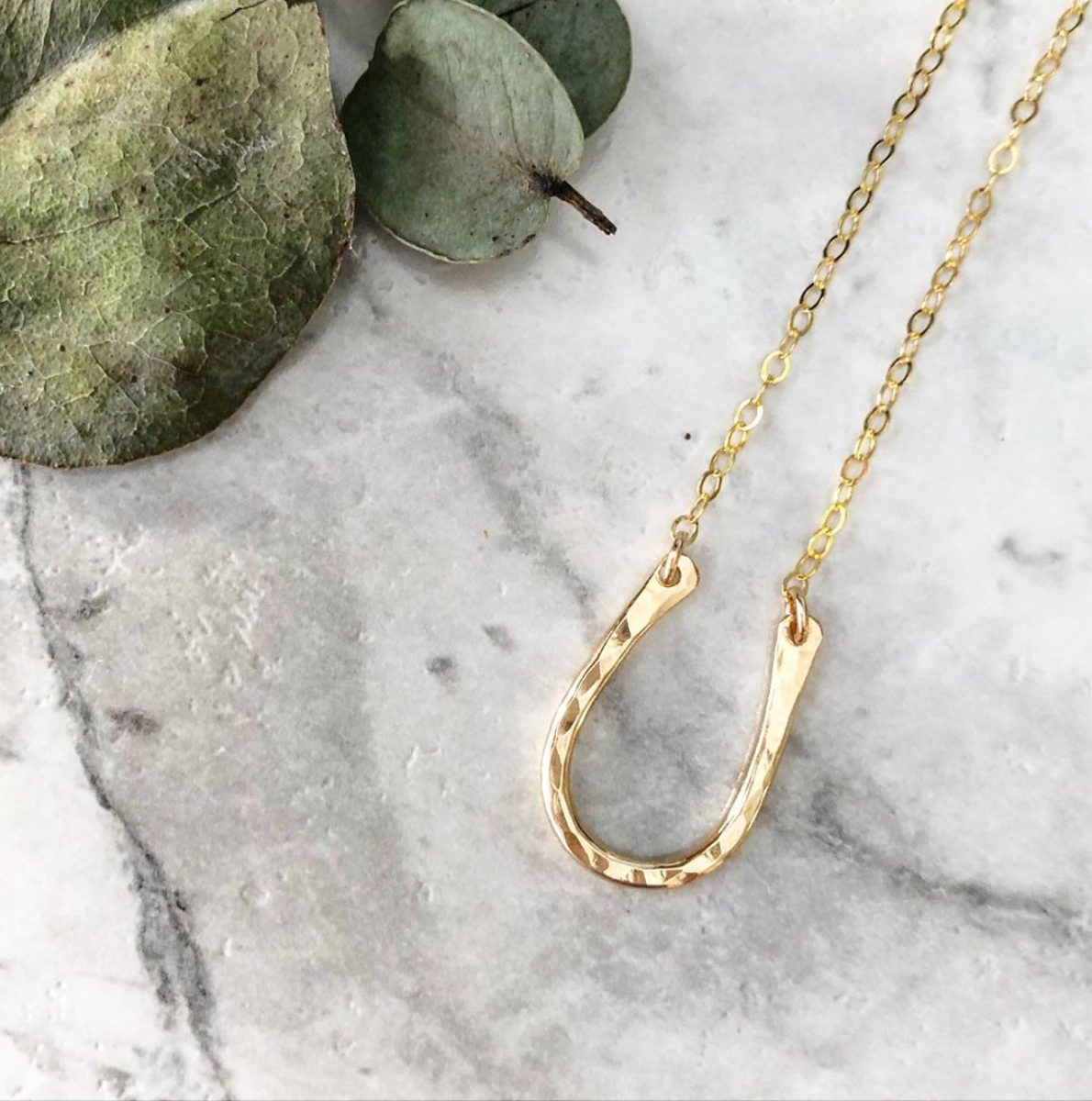 strut jewelry lucky horseshoe necklace 14k gold fill