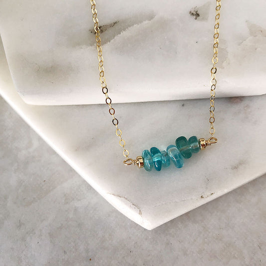 Apatite Nuggets Necklace - 14k gold-fill - OOAK