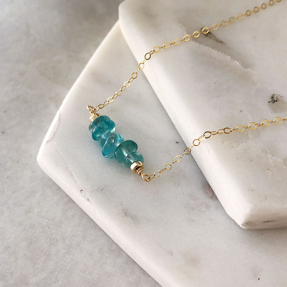 Apatite Nuggets Necklace - 14k gold-fill - OOAK