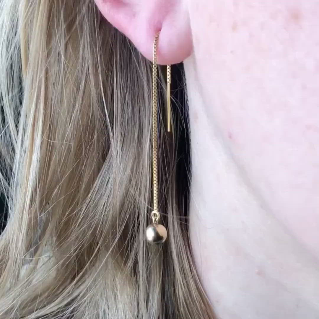 strut jewelry orb threader earrings 14k gold fill