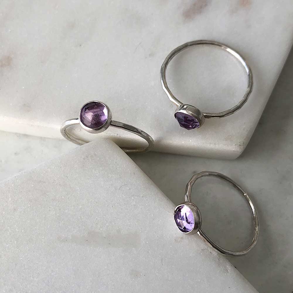 strut jewelry amethyst stacking rings sterling silver