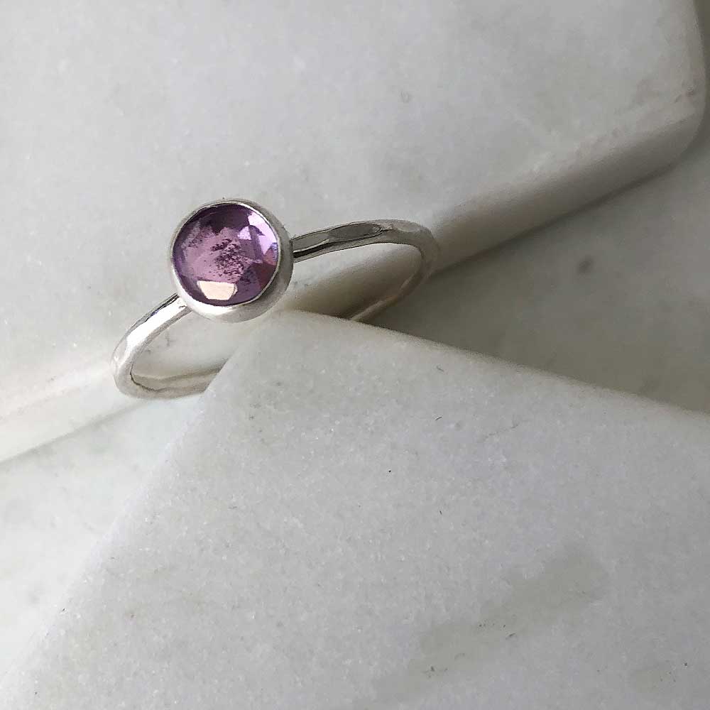 strut jewelry amethyst stacking ring sterling silver