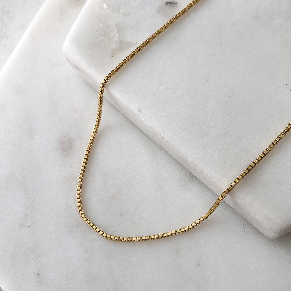 strut jewelry baby box chain necklace 14k gold fill