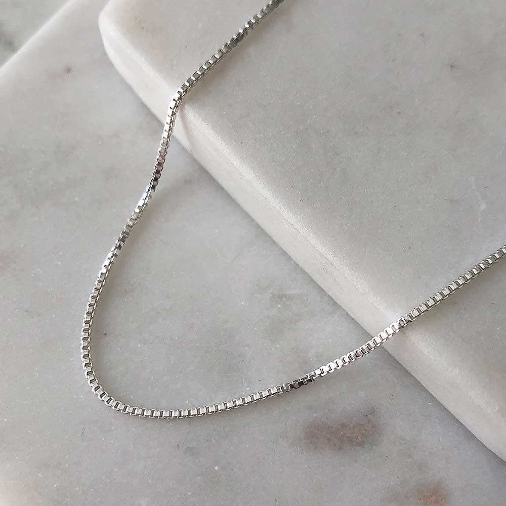 strut jewelry baby box chain necklace sterling silver