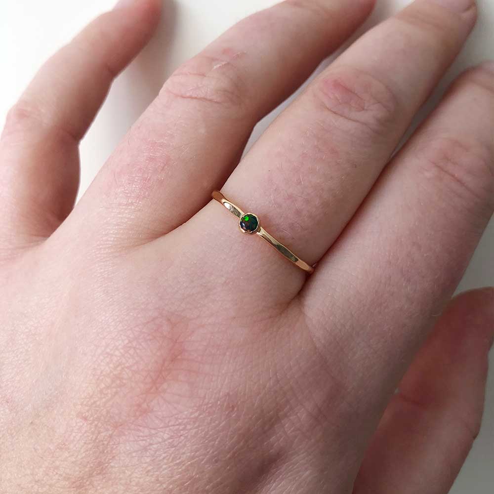 strut jewelry petite black opal ring in 14k gold fill