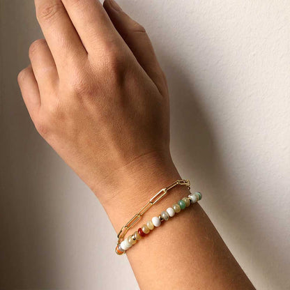 strut jewelry connection chain bracelet large flat link peruvian opal 14k gold fill