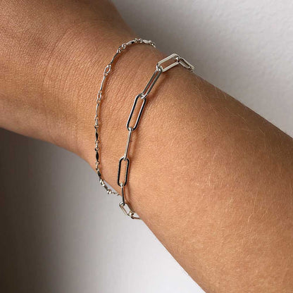 strut jewelry connection chain bracelet large flat link sterling silver