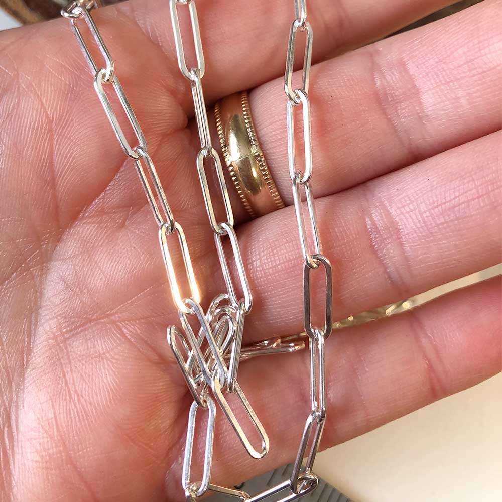 strut jewelry connection chain necklace large flat link sterling silver