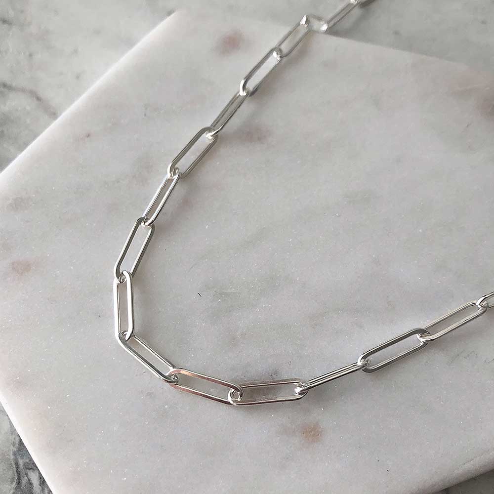 strut jewelry connection chain necklace large flat link sterling silver