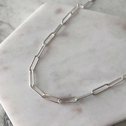 strut jewelry connection chain necklace large flat link sterling silver