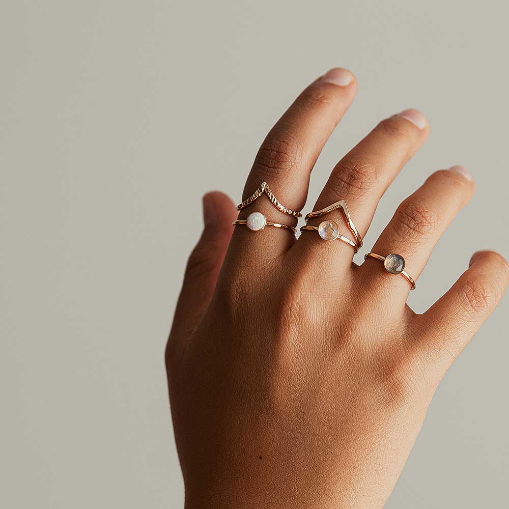 Chevron Stacking Ring - Faceted Texture