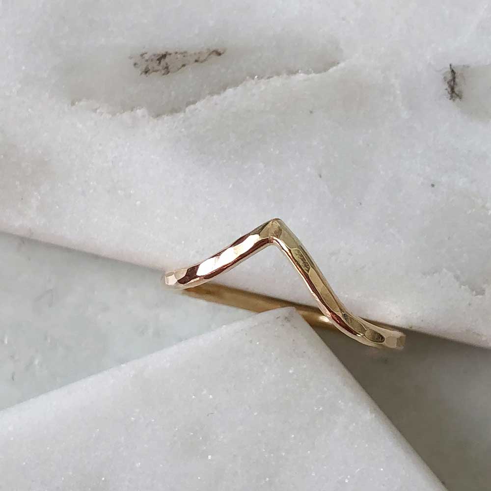 strut jewelry chevron stacking ring hammered texture