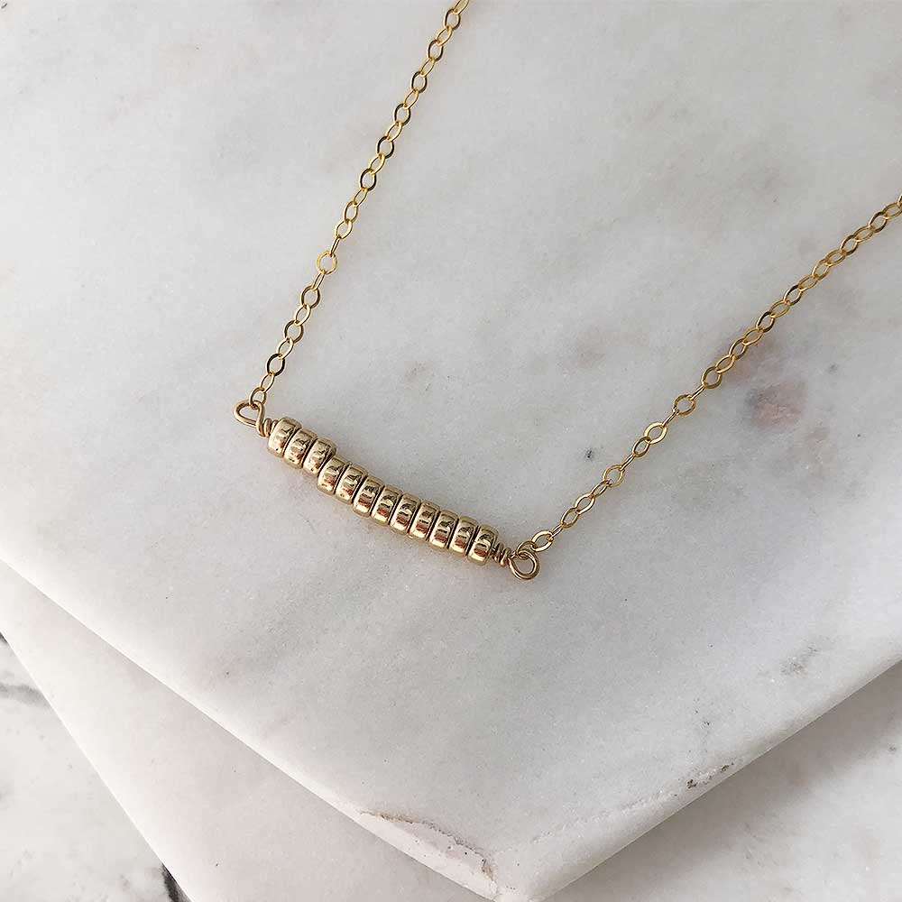 strut jewelry comfort petite gold bead bar necklace