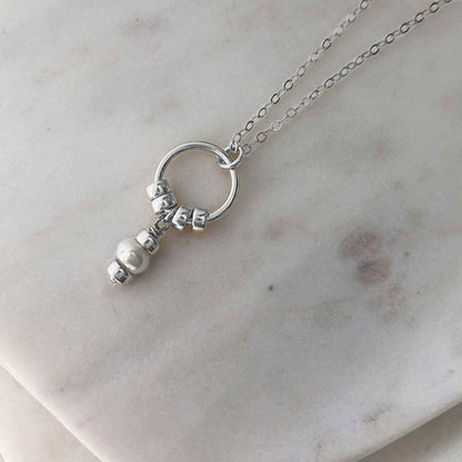 strut jewelry comfort white pearl bead circle necklace sterling silver