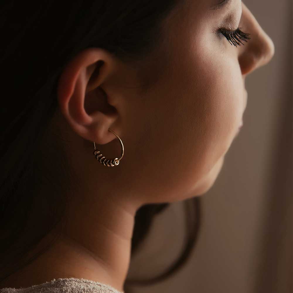 strut jewelry comfort beaded hoop earrings 14k gold fill