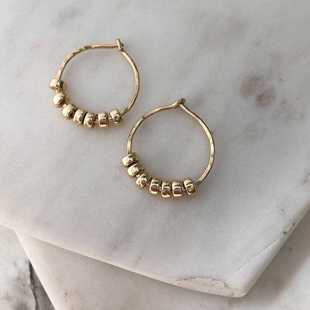 strut jewelry comfort beaded hoop earrings 14k gold fill