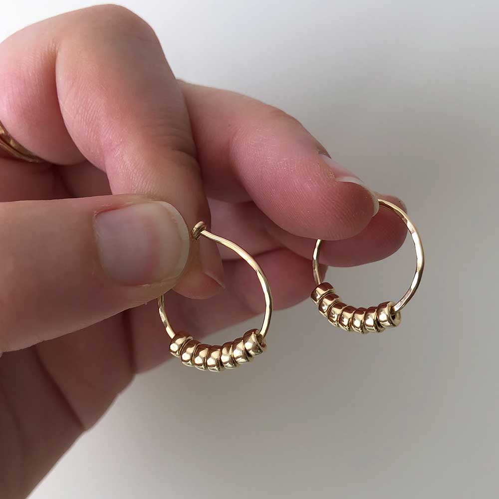 strut jewelry comfort beaded hoop earrings 14k gold fill