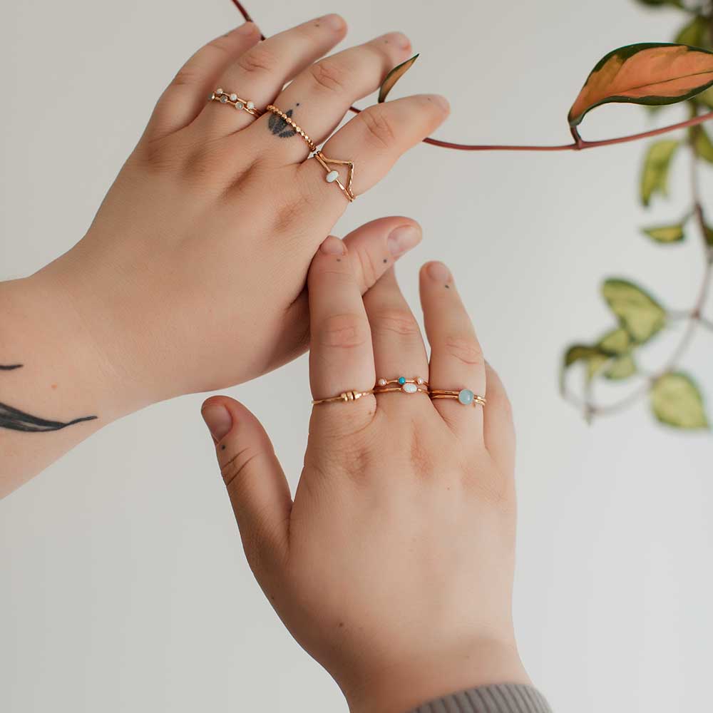 Chevron Stacking Ring - Faceted Texture