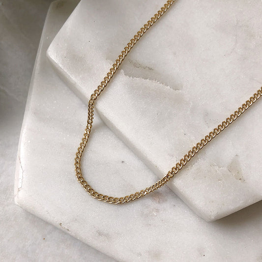 strut jewelry curb chain necklace 14k gold fill