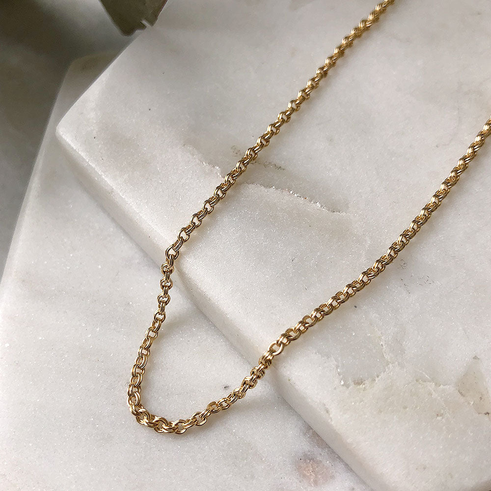 strut jewelry double cable chain necklace 14k gold fill