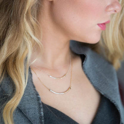 strut jewelry gold fill silver fusion mini bar necklace