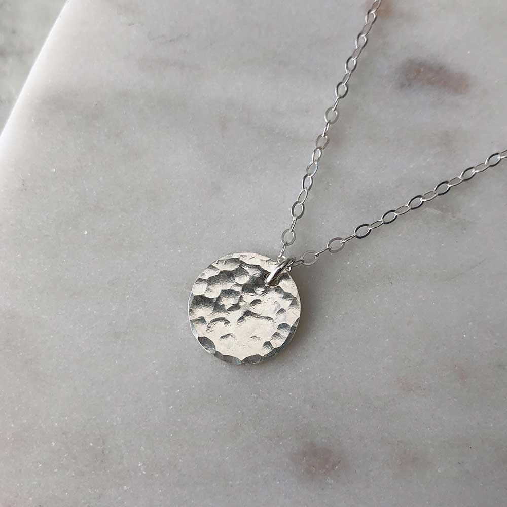 strut jewelry small hammered medallion pendant necklace sterling silver