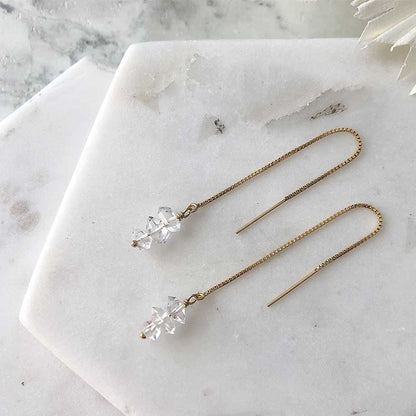 strut jewelry herkimer diamond threader earrings 14k gold fill