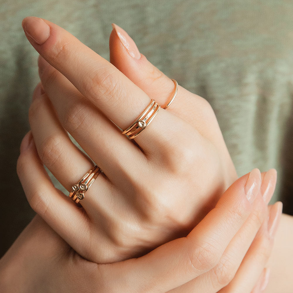 strut jewelry initial rings 14k gold fill