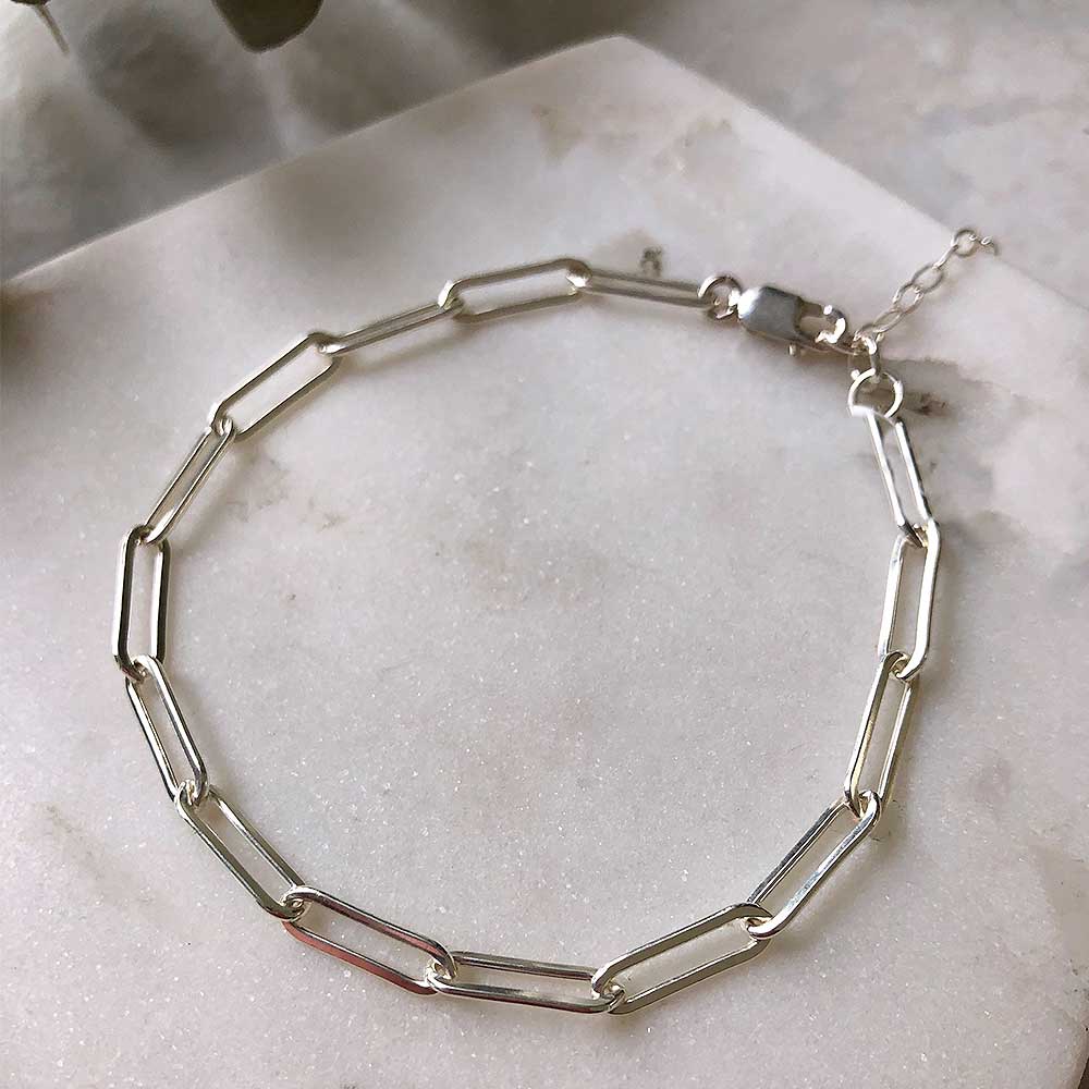strut jewelry connection chain bracelet large flat link sterling silver