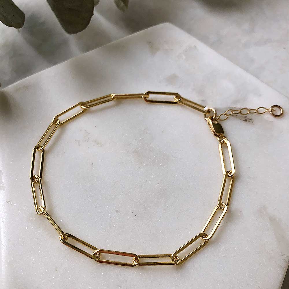 strut jewelry connection chain bracelet large flat link 14k gold fill
