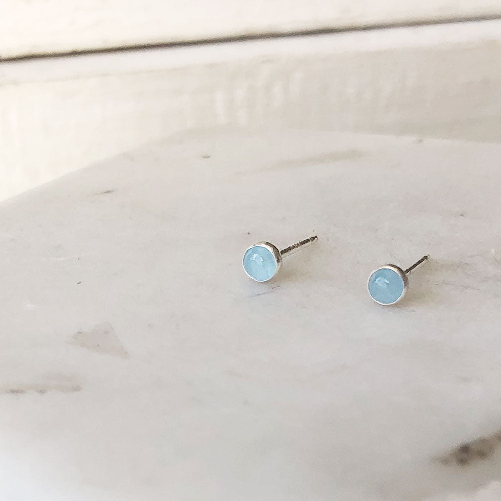strut jewelry mini aquamarine stud earrings