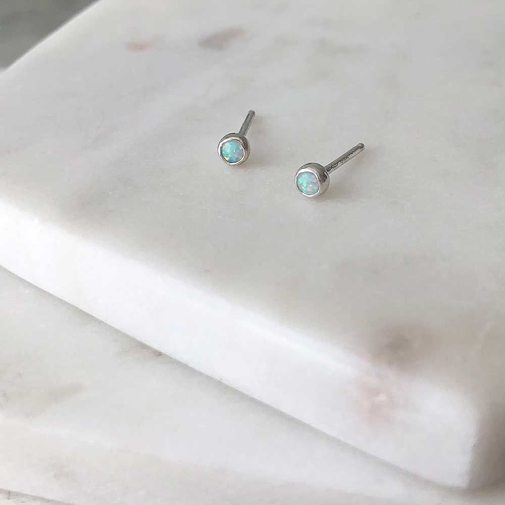 strut jewelry mini opal stud earrings sterling silver
