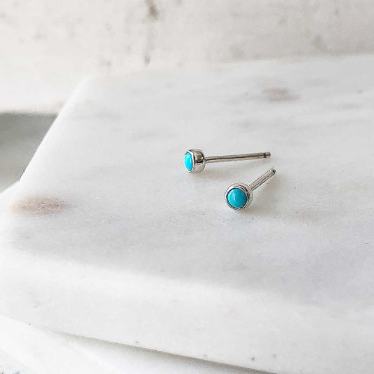 strut jewelry mini turquoise stud earrings sterling silver
