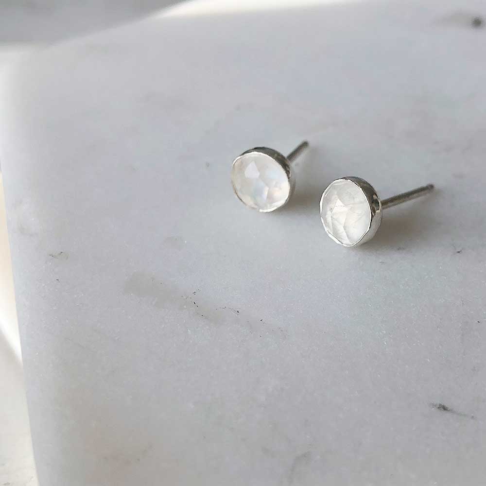 strut jewelry rainbow moonstone stud earrings