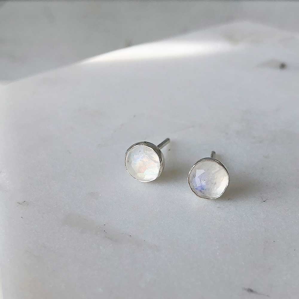 strut jewelry rainbow moonstone stud earrings