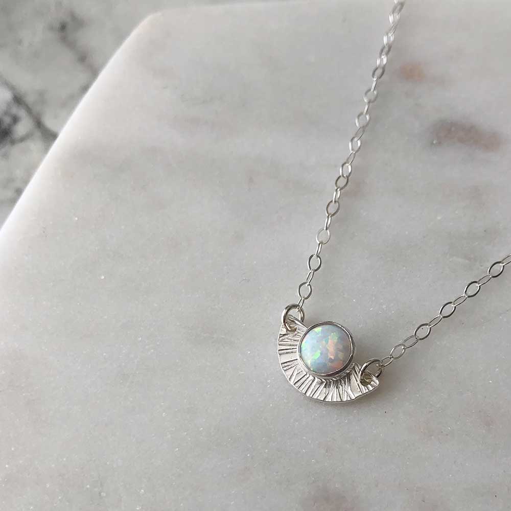strut jewelry opal sunburst necklace sterling silver