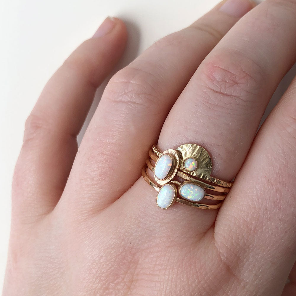 strut jewelry opal sunburst ring
