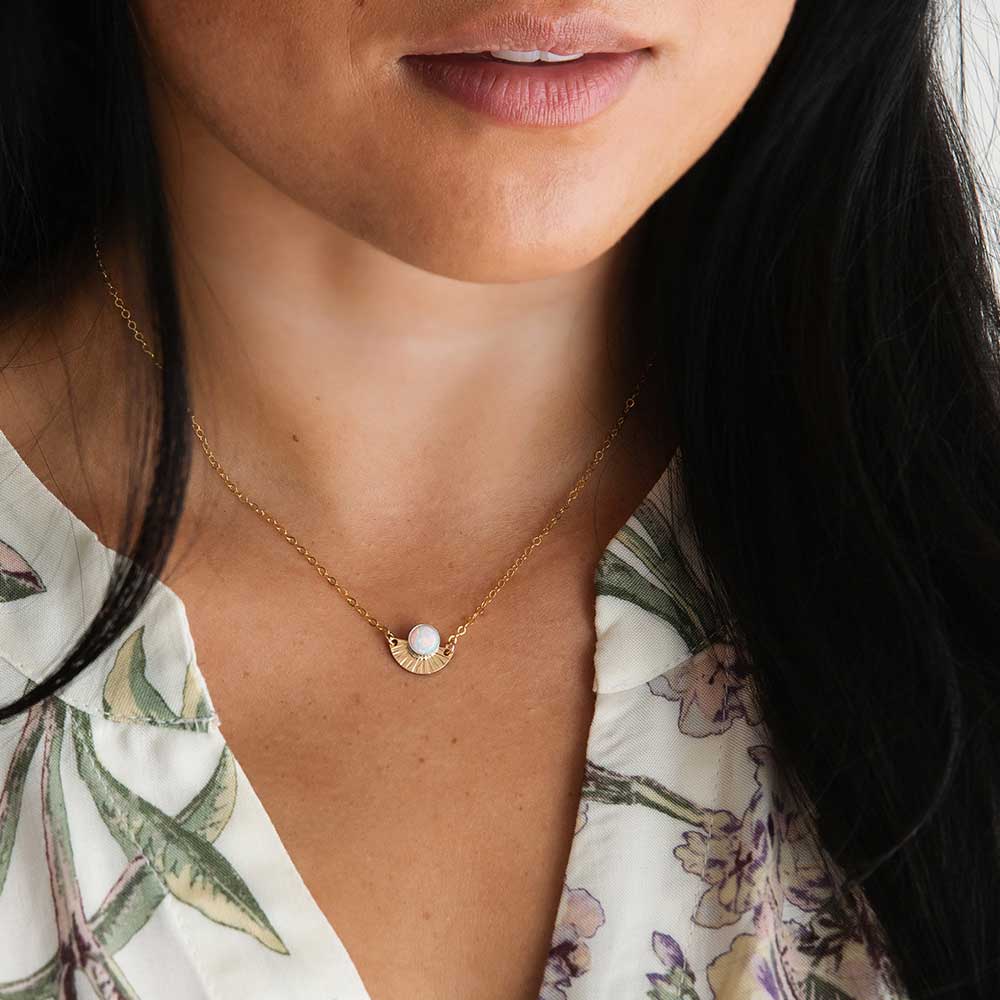 strut jewelry opal sunburst necklace