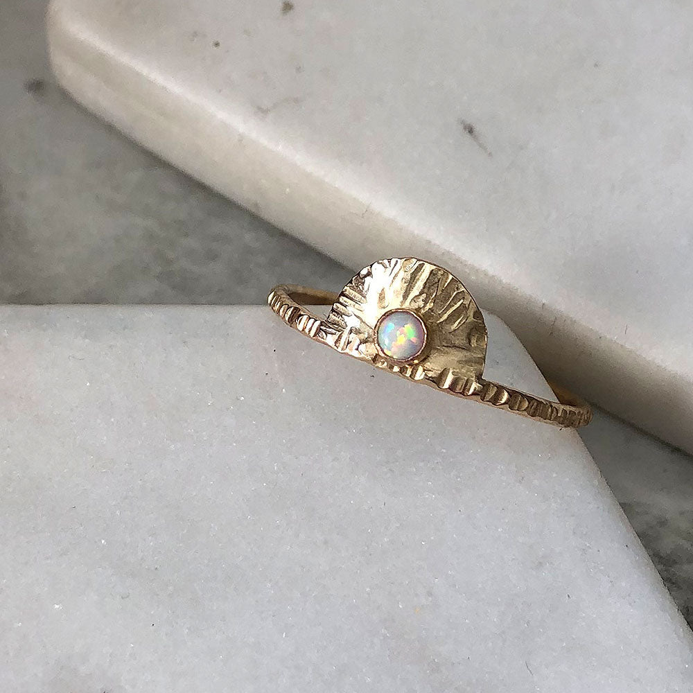 strut jewelry opal sunburst ring