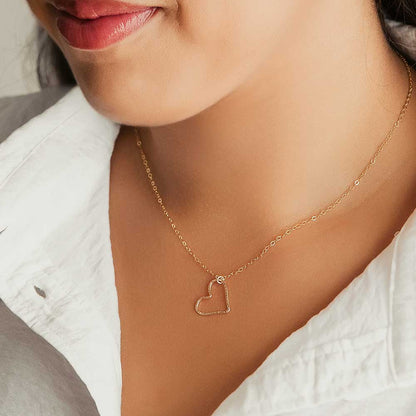 Open-Hearted Pendant Necklace - Sterling Silver / 14k gold-fill
