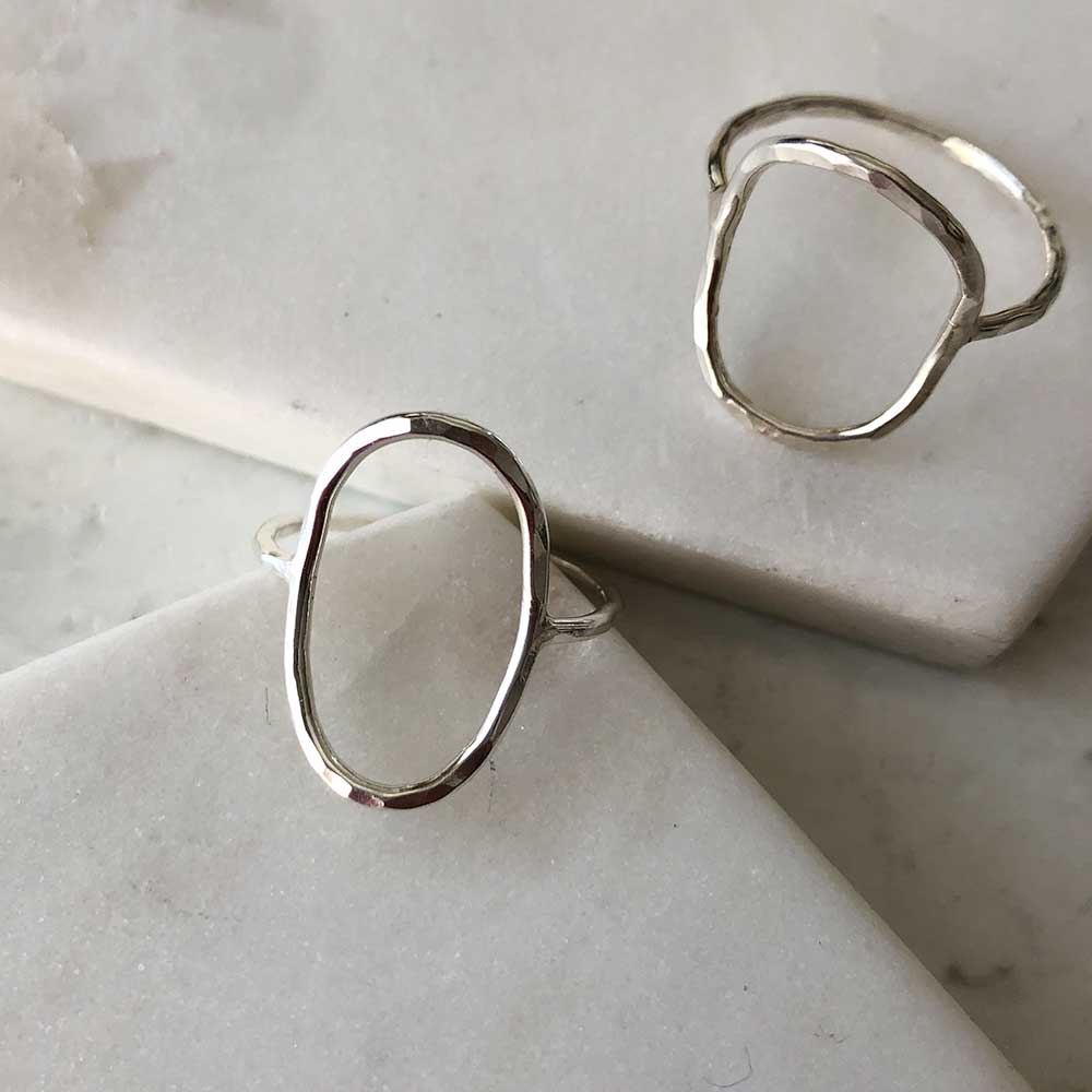 strut jewelry open oval ring sterling silver
