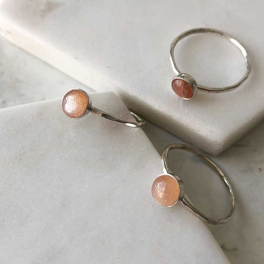 strut jewelry peach moonstone stacking ring sterling silver