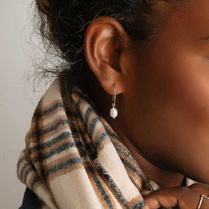 Small Pearl Hoops - Gold-fill